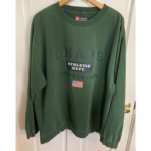 VTG Chaps Ralph Lauren Green Athletic Department Crewneck Sweatshirt, Adult L
